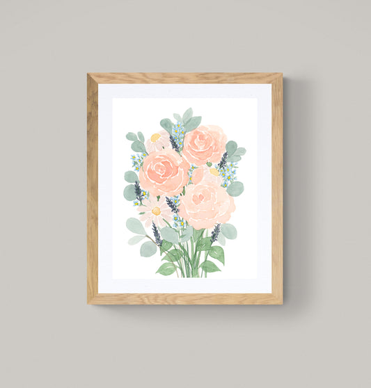 Coral Bouquet Print